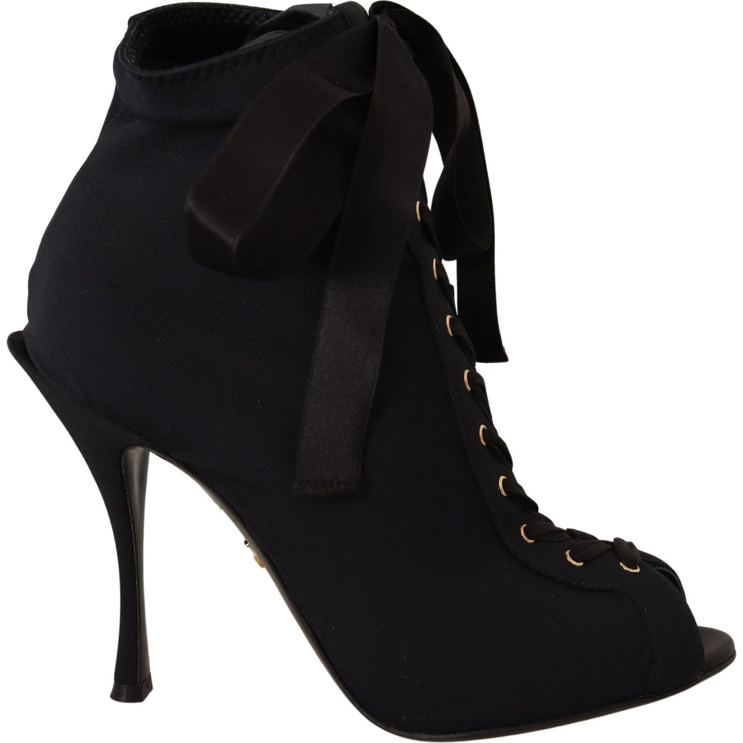 Dolce & Gabbana Black Stretch Short Ankle Boots Shoes LA9027-36