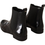 Dolce & Gabbana Black Leather Ankle High Flat Boots Shoes LA9028-35