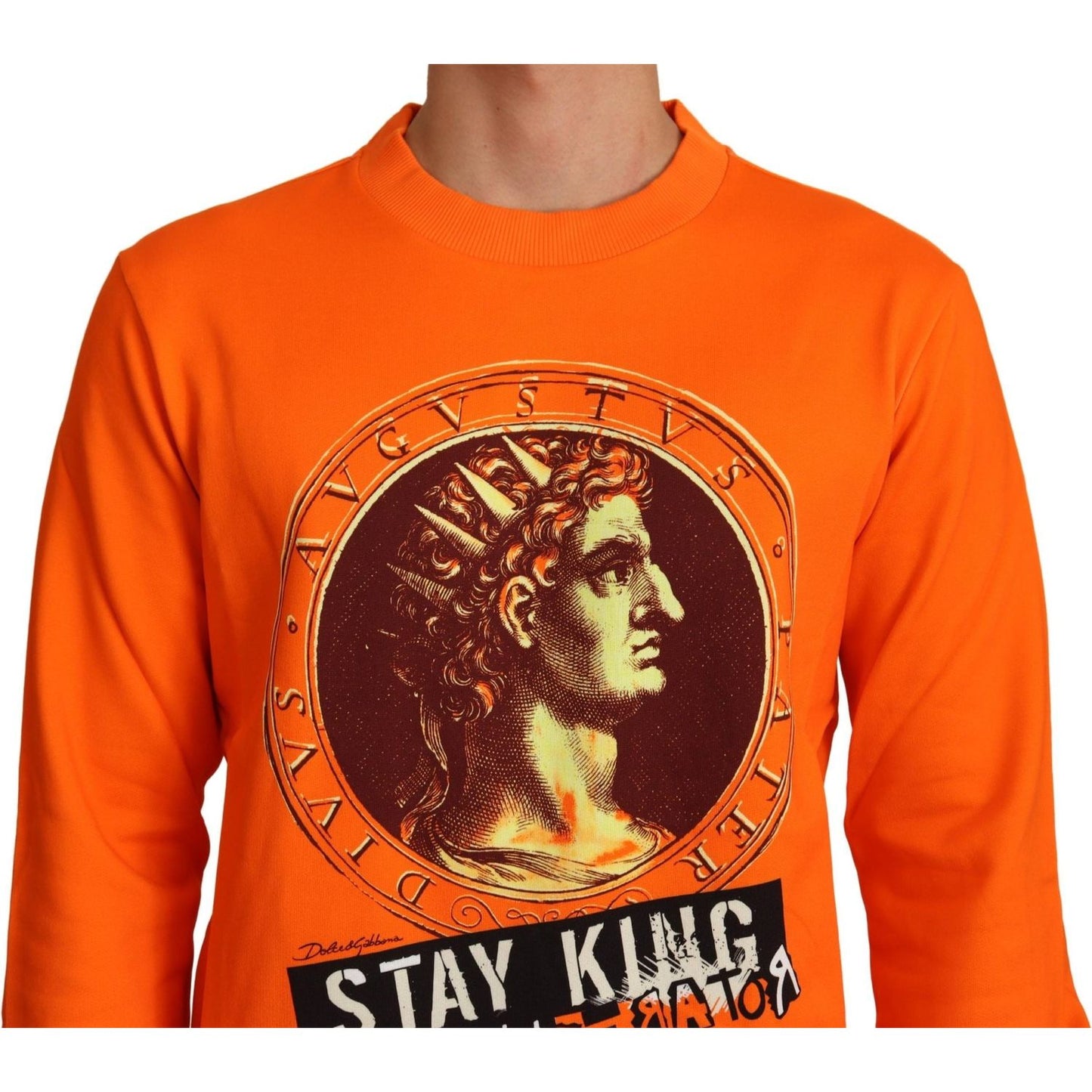 Dolce & Gabbana Orange King Ceasar Cotton Pullover Sweater TSH6390-44