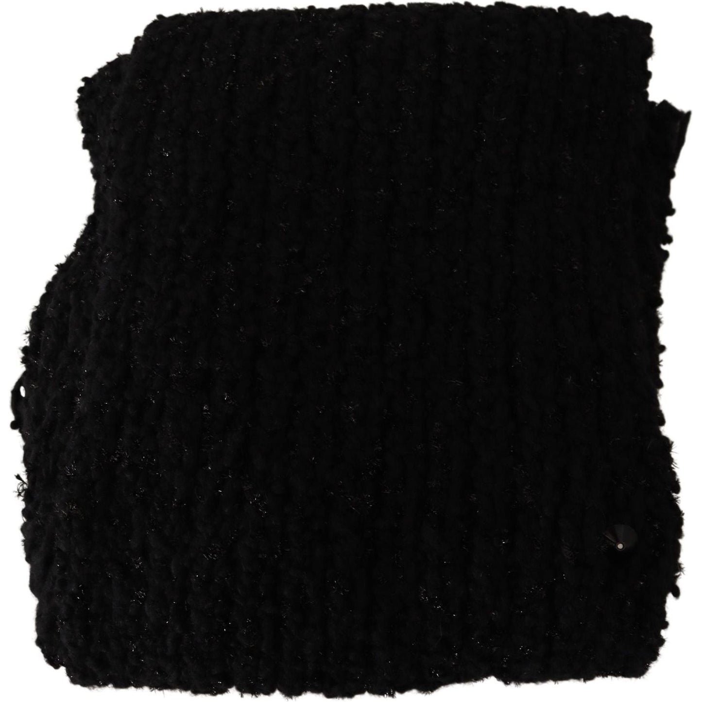 Dolce & Gabbana Black Virgin Wool Knitted Wrap Shawl Scarf MS2316 BG