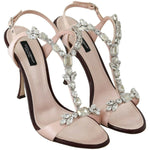 Dolce & Gabbana Pink Crystals Heels Keira Sandals LA8918-37.5