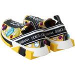 Dolce & Gabbana Yellow Multicolor Crystals Sneakers Shoes LA8936-36