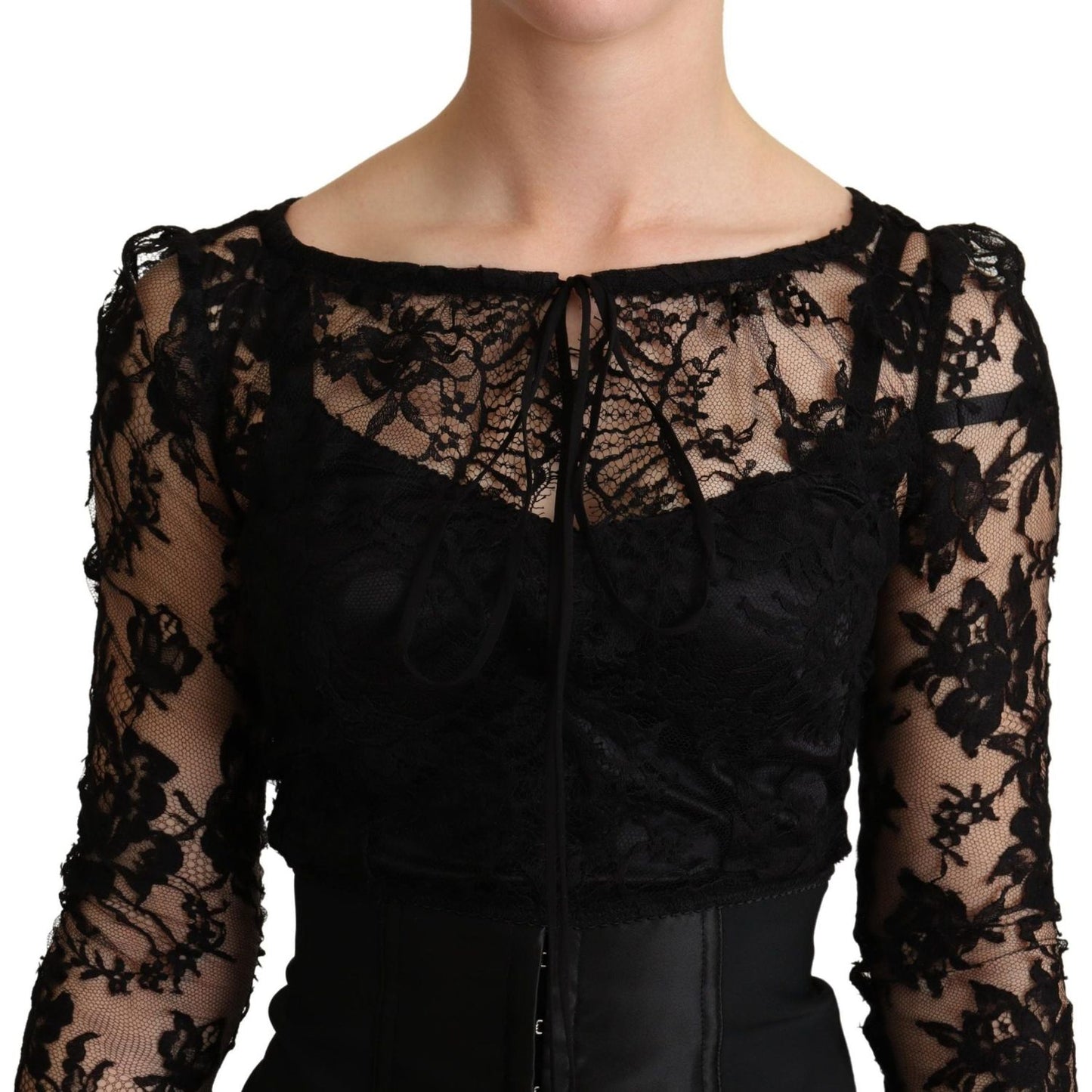 Dolce & Gabbana Black Fitted Lace Top Bodycon Mini Dress DR2734-36