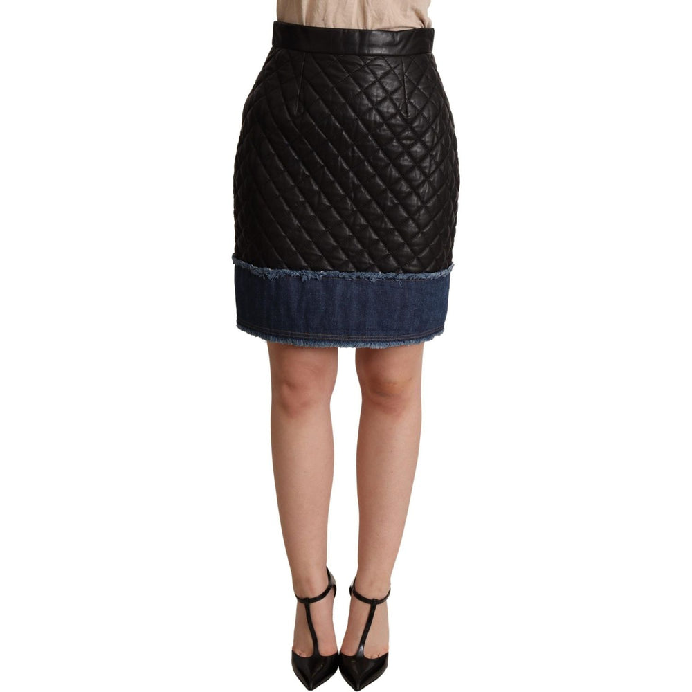 Dolce & Gabbana Black Quilted Leather Mini Skirts SKI1528-38