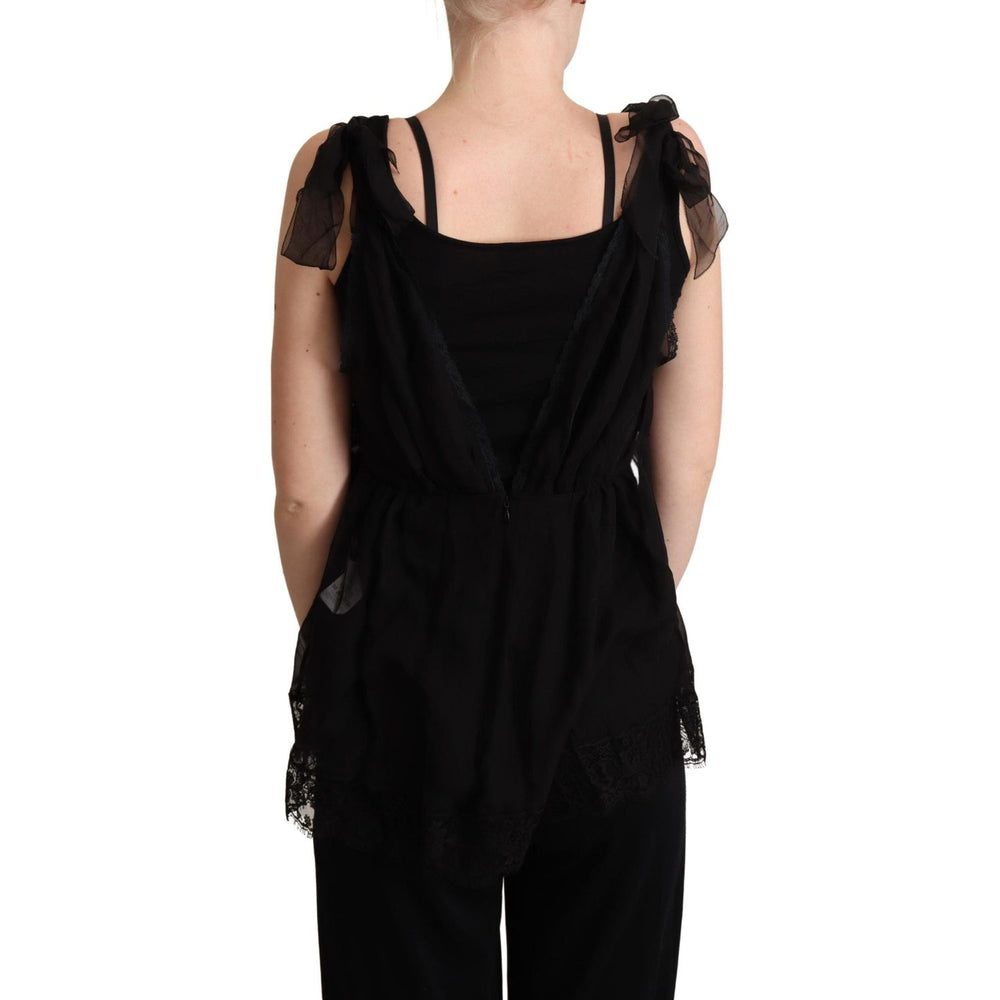 Dolce & Gabbana Black Silk Lace Trim Camisole Tank Top TSH6272 -46