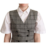 Dolce & Gabbana Gray Checkered Sleeveless Waistcoat Vest TSH5987 -40