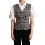Dolce & Gabbana Gray Checkered Sleeveless Waistcoat Vest TSH5987 -40