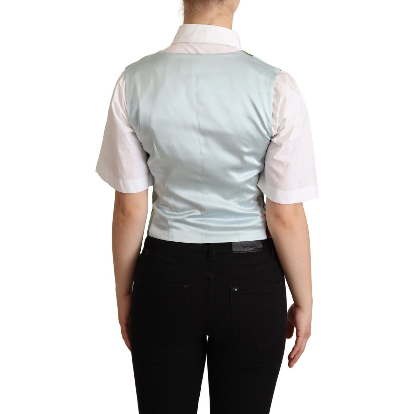 Dolce & Gabbana Mint Green Floral Silk Waistcoat Vest TSH5997 -38