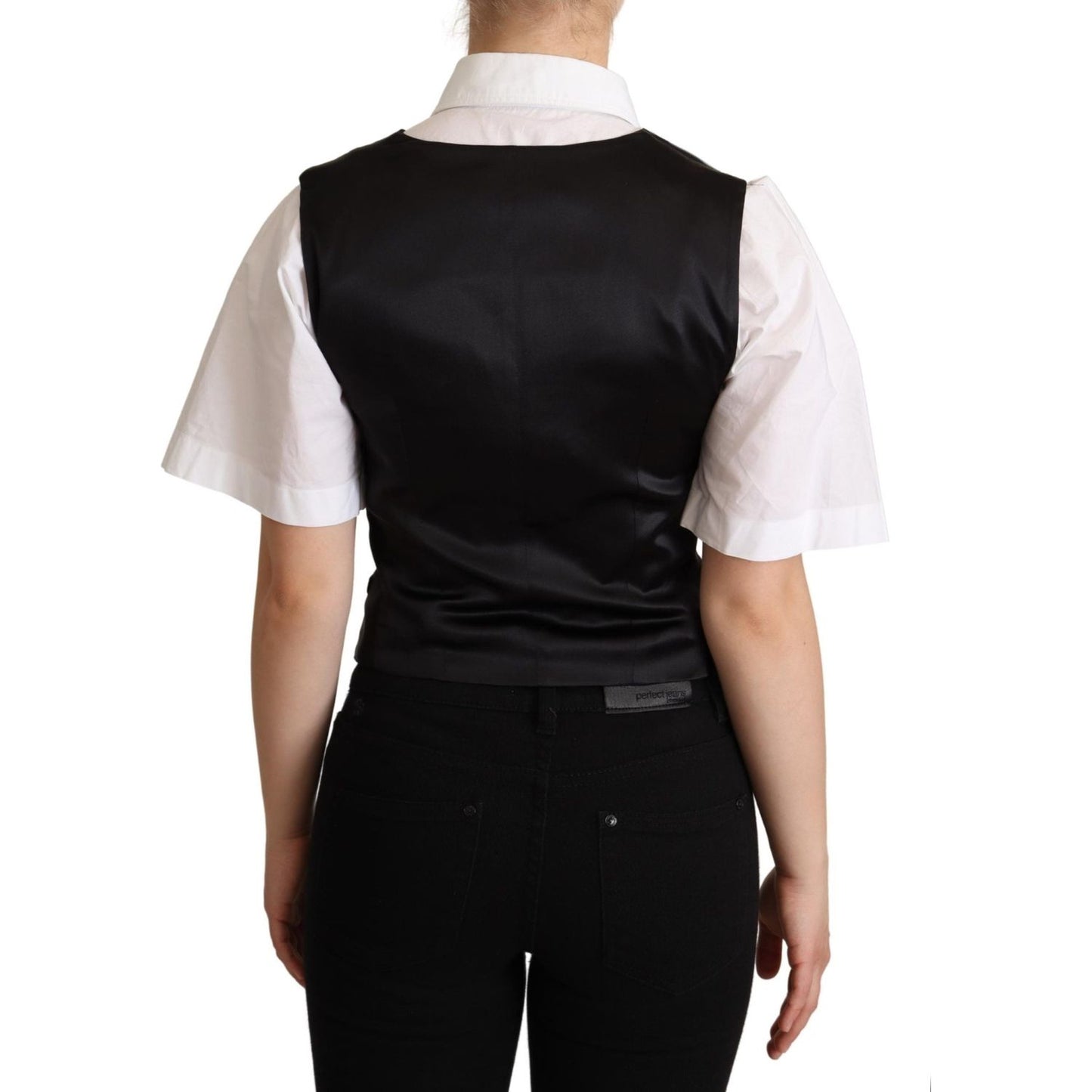 Dolce & Gabbana Black Silk Sleeveless Waistcoat Vest TSH5998-38