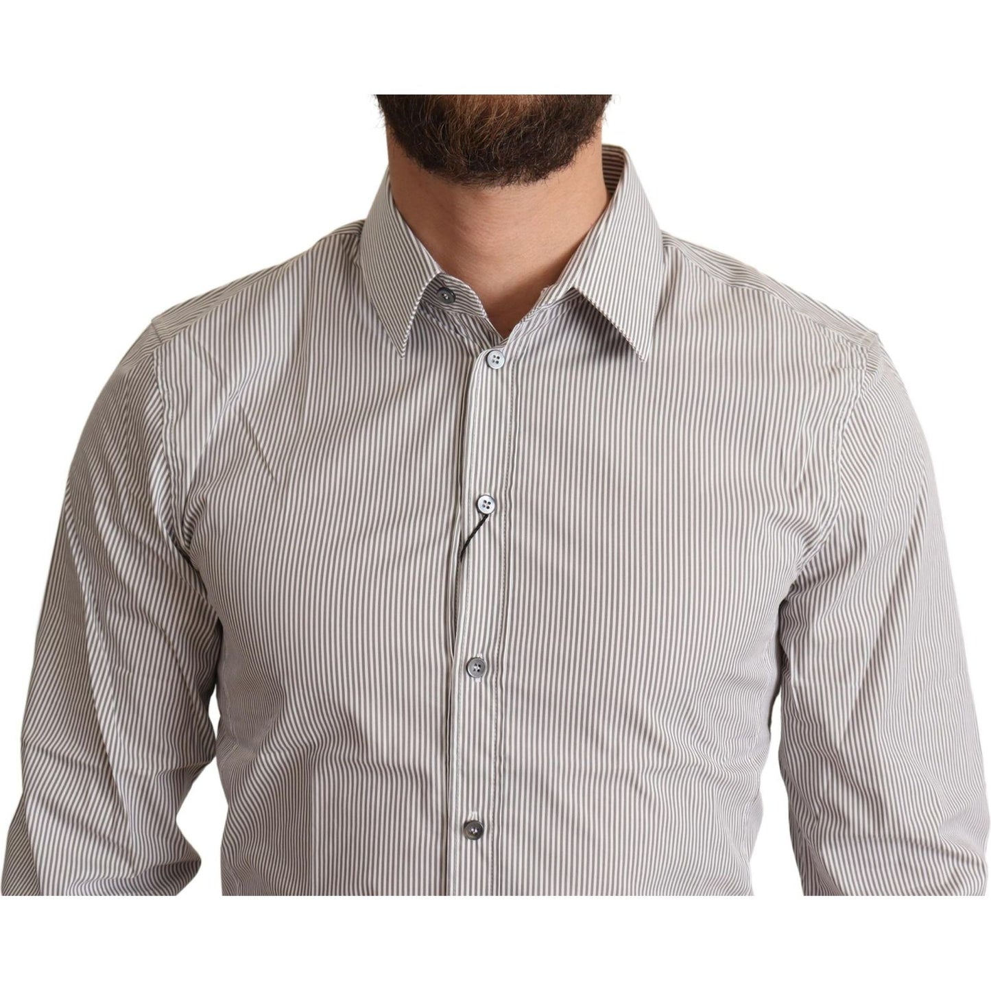 Dolce & Gabbana Gray Cotton Slim Fit Mens SICILY Shirt TSH6432 -38