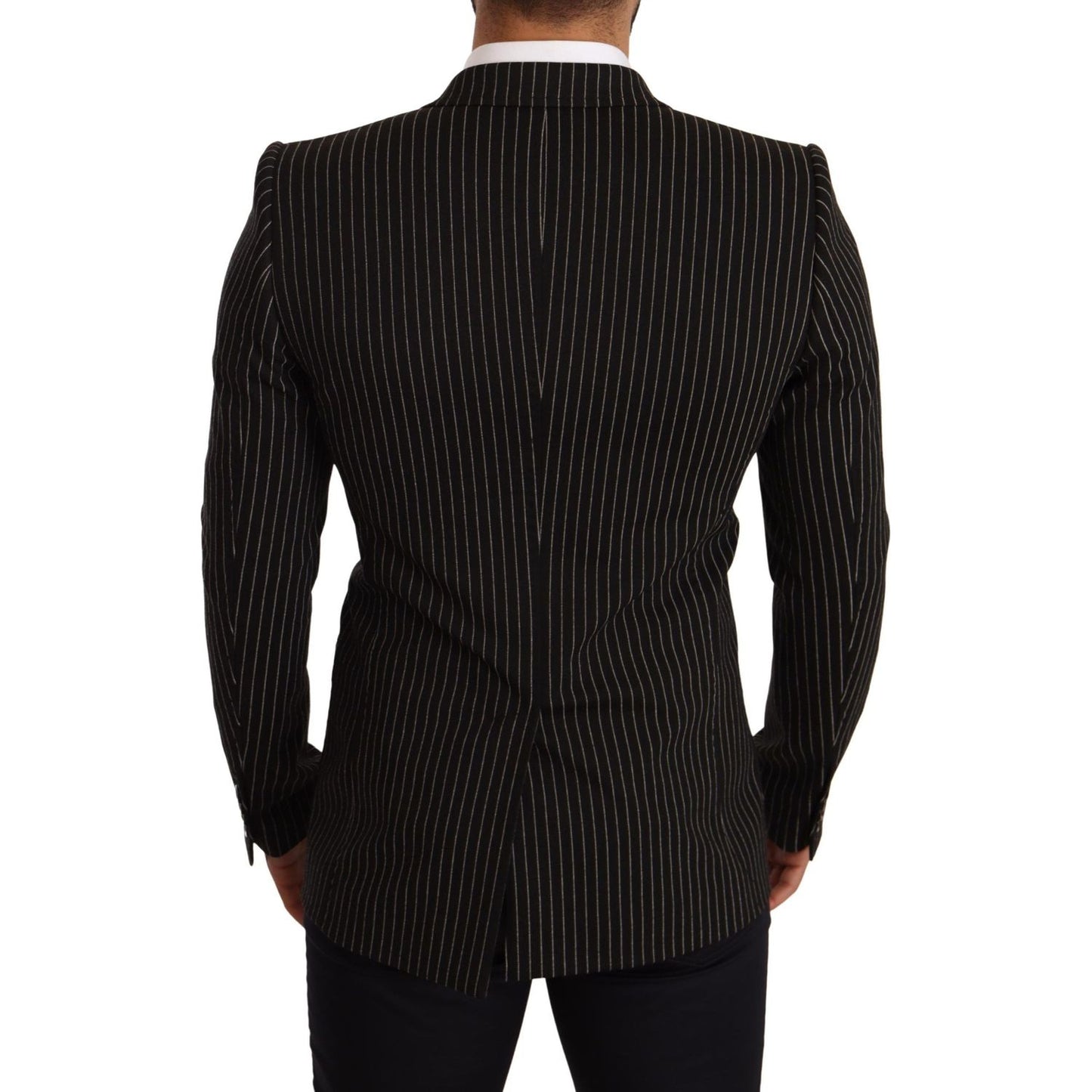 Dolce & Gabbana Black White Striped Slim Fit Coat Blazer JKT2847 -48