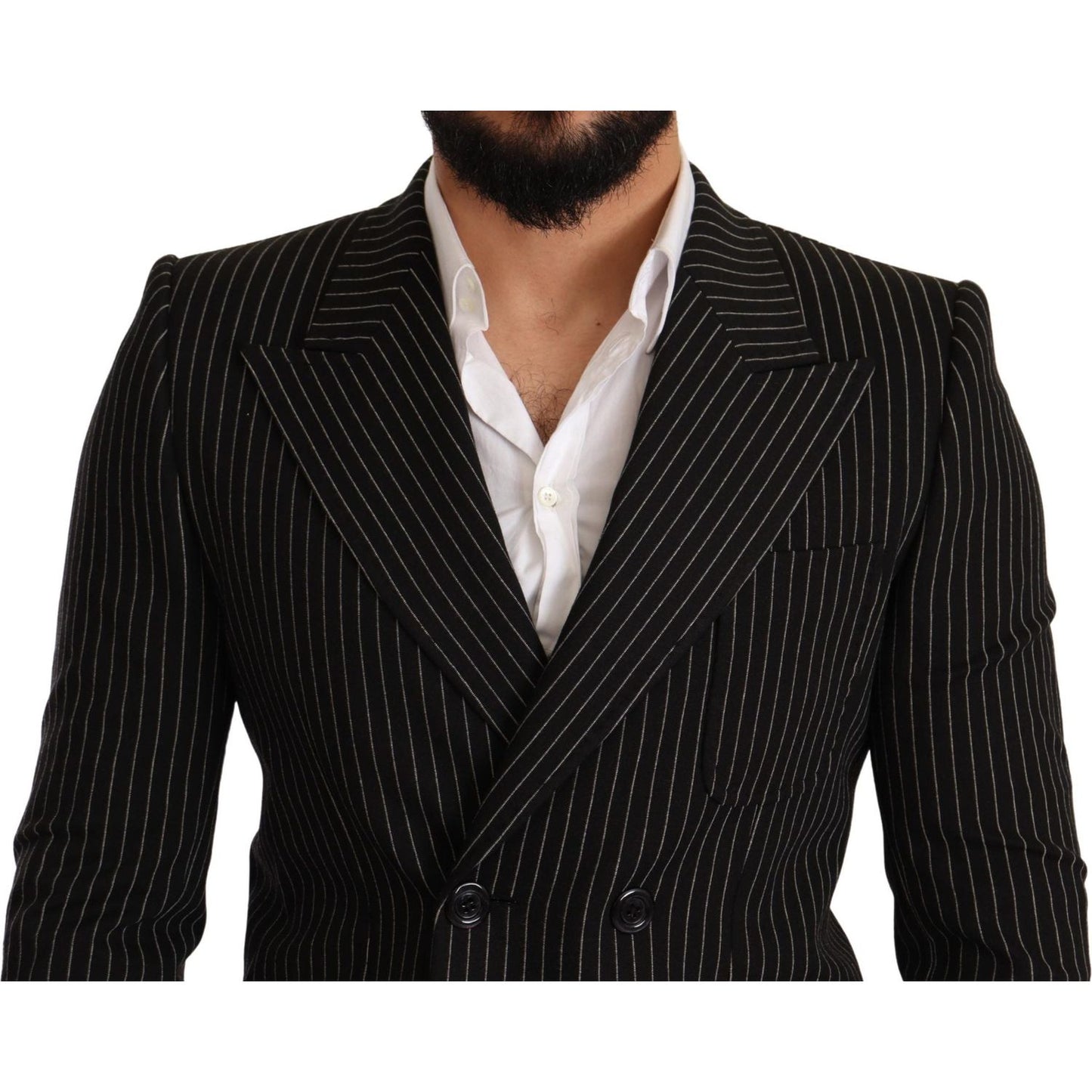 Dolce & Gabbana Black White Striped Slim Fit Coat Blazer JKT2847 -48