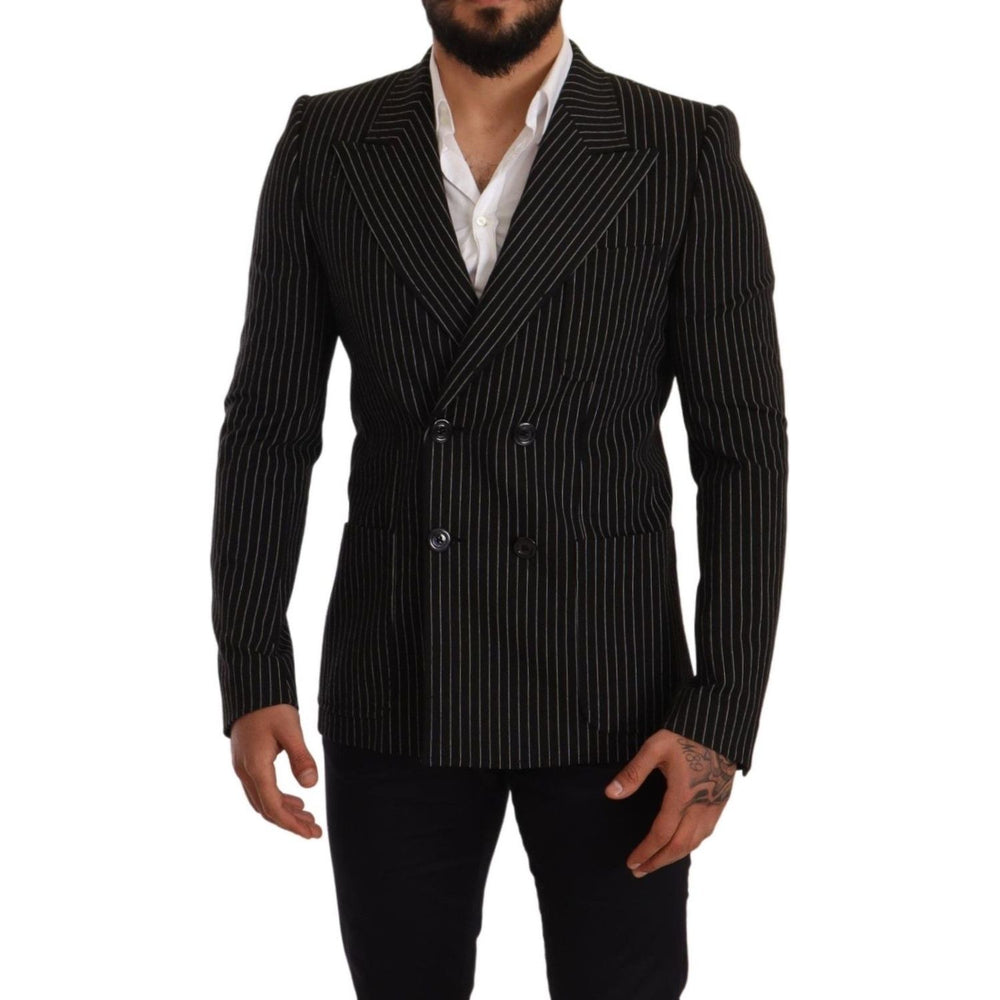 Dolce & Gabbana Black White Striped Slim Fit Coat Blazer JKT2847 -48