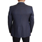 Dolce & Gabbana Blue Striped Wool Slim Fit Blazer Jacket JKT2959-54