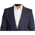 Dolce & Gabbana Blue Striped Wool Slim Fit Blazer Jacket JKT2959-54