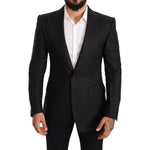 Dolce & Gabbana Black Linen Slim Fit Coat Jacket Blazer KOS1874 -48