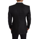 Dolce & Gabbana Black Linen Slim Fit Coat Jacket Blazer KOS1874 -48