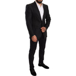 Dolce & Gabbana Black Linen Slim Fit Coat Jacket Blazer KOS1874 -48