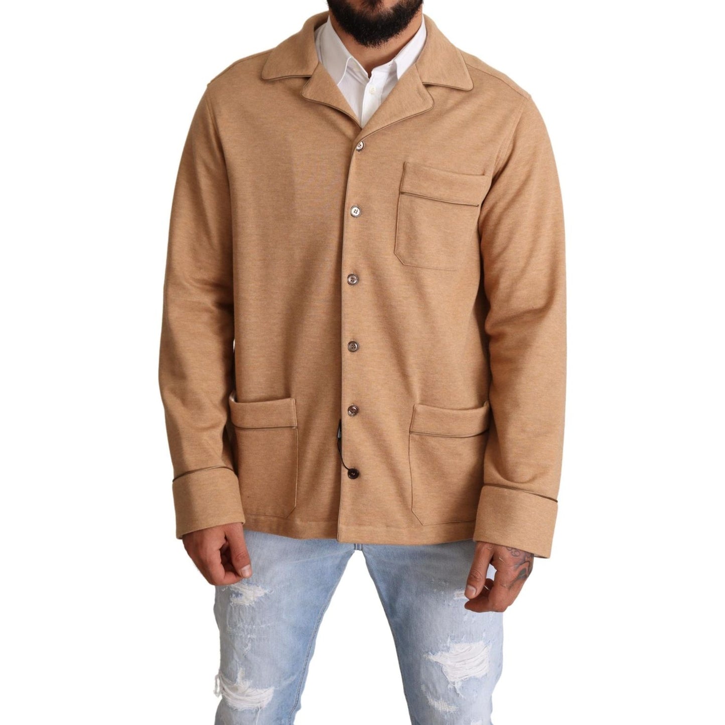 Dolce & Gabbana Brown Cotton Button Collared Coat Jacket JKT2916 -40