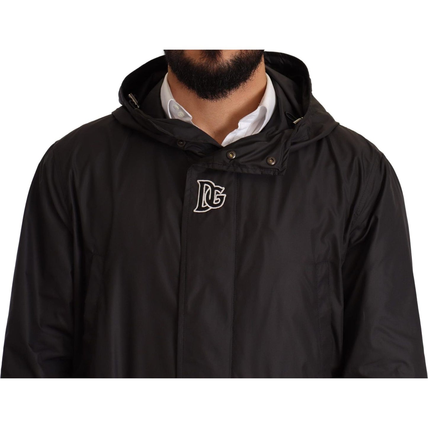 Dolce & Gabbana Black Hooded Mens Trench Coat Jacket JKT2925-44