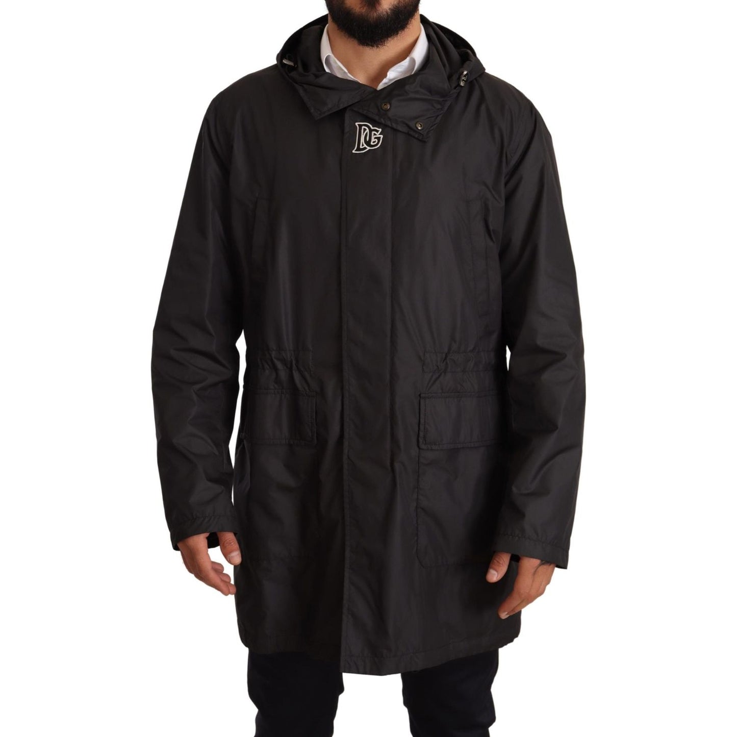 Dolce & Gabbana Black Hooded Mens Trench Coat Jacket JKT2925-44