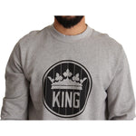 Dolce & Gabbana Gray Crown King Print Cotton Sweater TSH6621-44