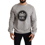 Dolce & Gabbana Gray Crown King Print Cotton Sweater TSH6621-44