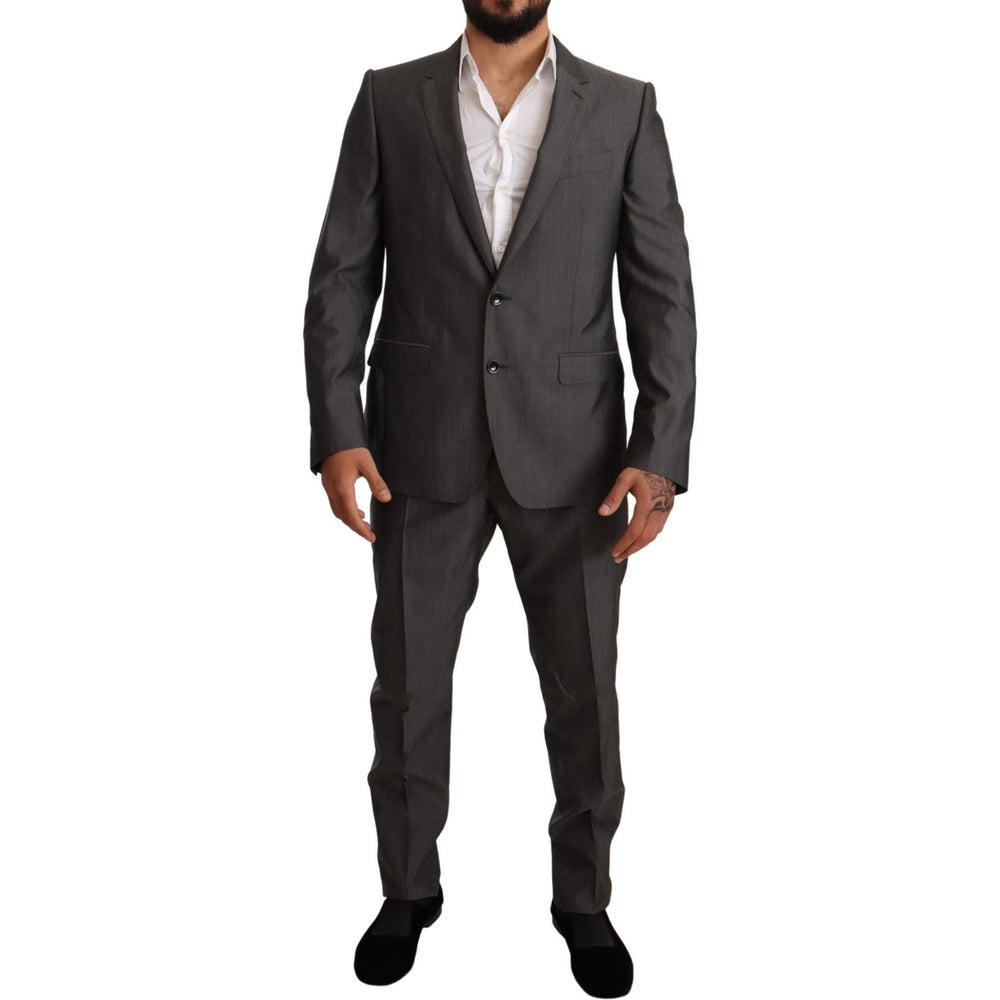 Dolce & Gabbana Gray Metallic MARTINI Slim Fit Set Suit KOS1882-48