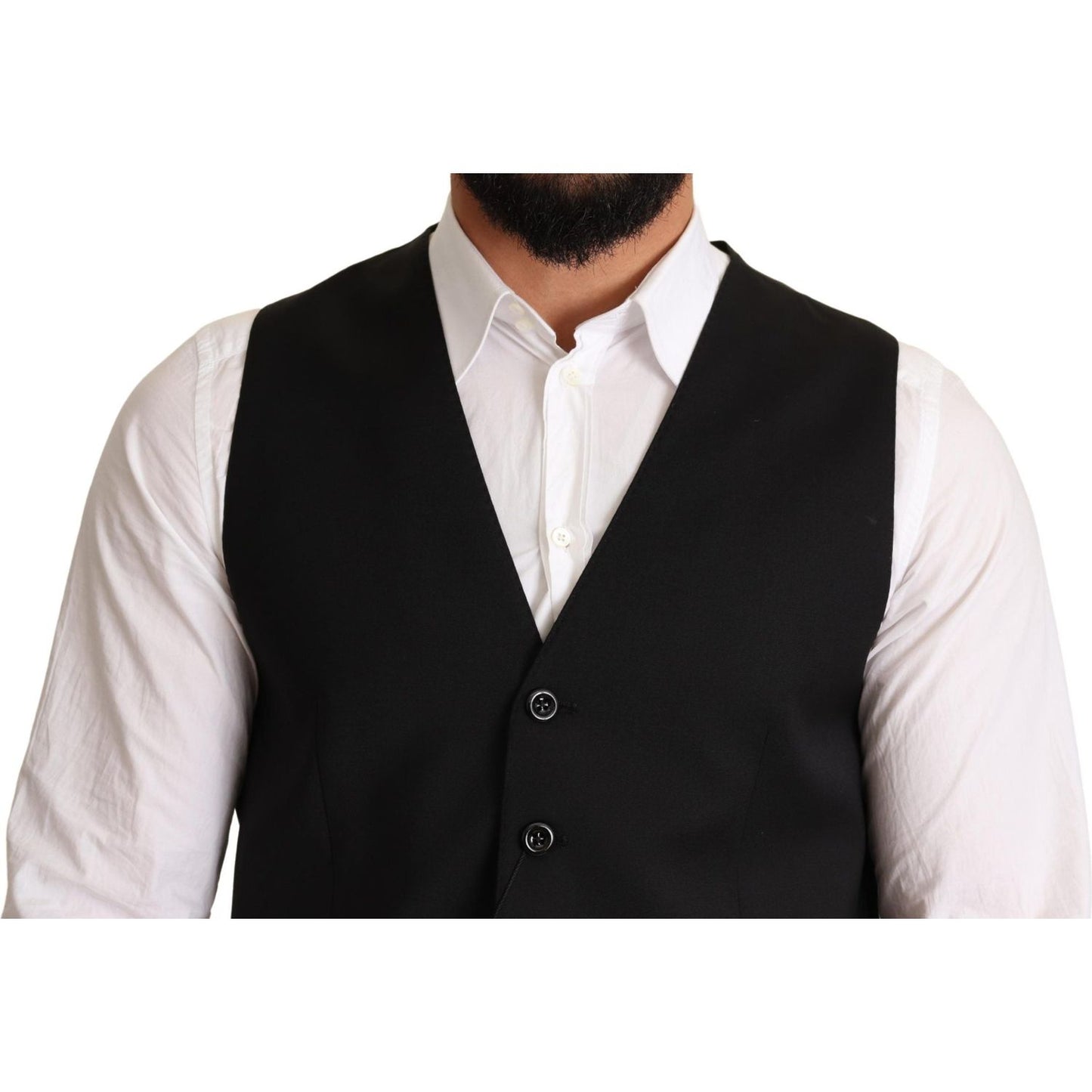 Dolce & Gabbana Black Wool Formal Waistcoat Dress TSH6617 -44