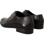 Dolce & Gabbana Black Leather Lace Up Men Dress Derby Shoes MV4168 -39