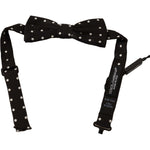 Dolce & Gabbana Black White Polka Dot Silk Adjustable Neck Papillon Bow Tie FT3503