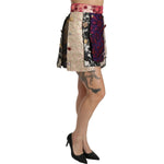 Dolce & Gabbana Multicolor Floral Jacquard Crystal Skirt SKI1360-44