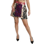 Dolce & Gabbana Multicolor Floral Jacquard Crystal Skirt SKI1360-44