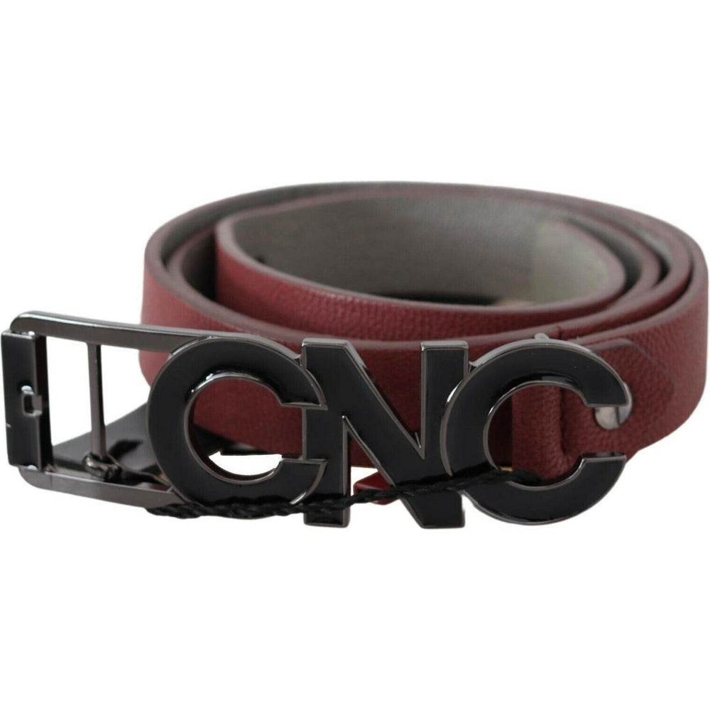 Costume National Maroon Skinny Leather Logo Fashion Belt BEL61057- 100