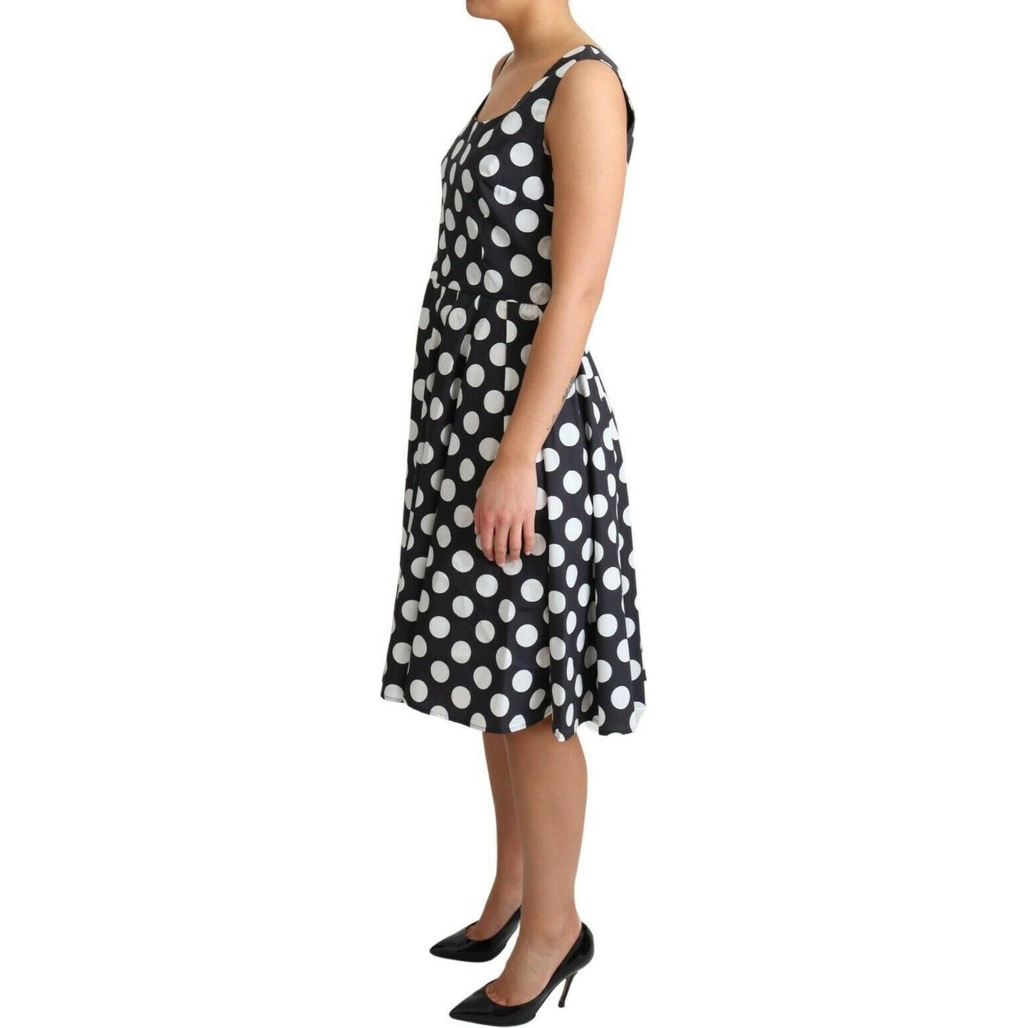 Dolce & Gabbana Black Polka Dotted Cotton A-Line Dress DR2754-40