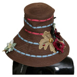 Dolce & Gabbana Brown Knitted Straw Floral Hat HAT20067 59