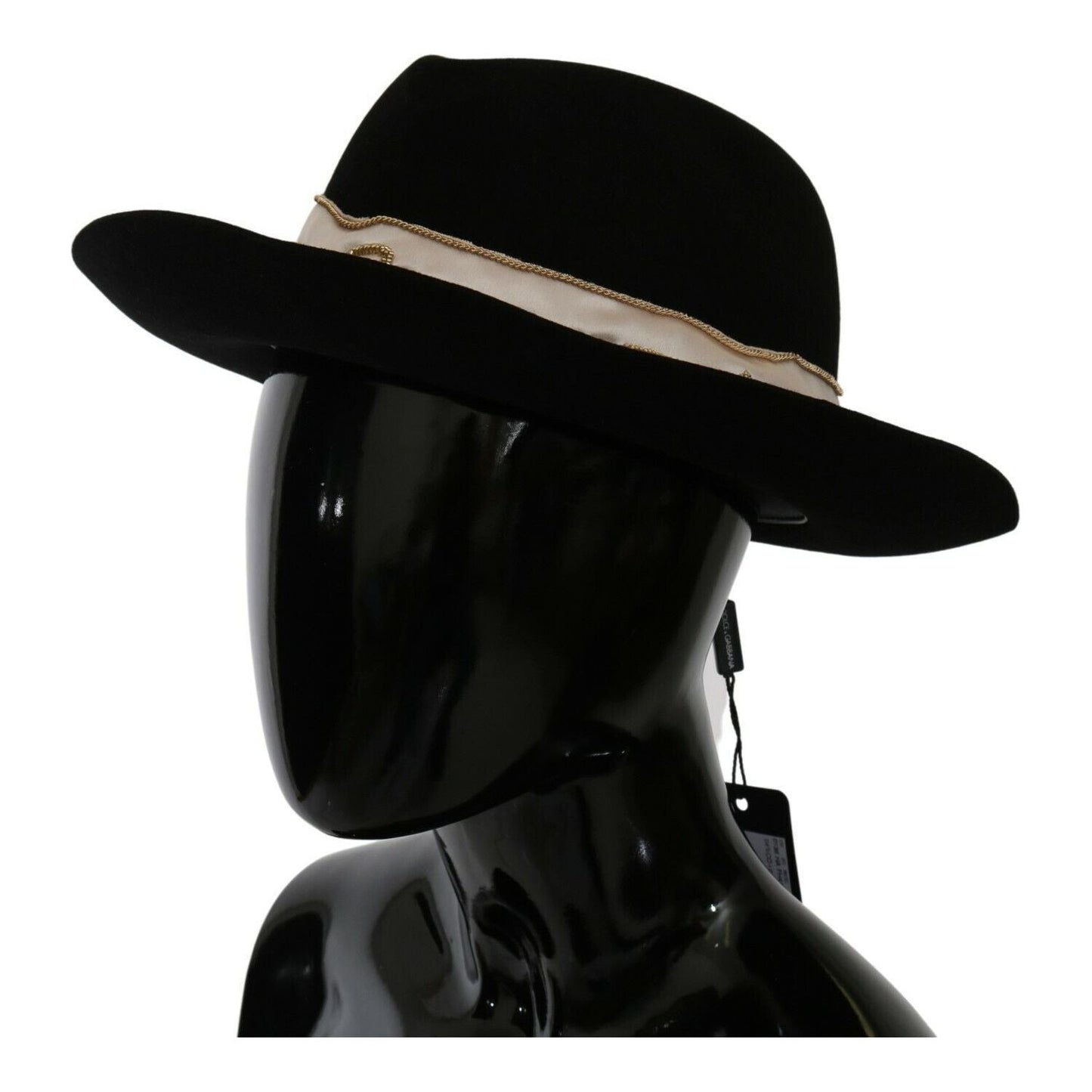 Dolce & Gabbana Black Lapin Amor Gignit Wide Brim Panama Hat HAT20055- 56