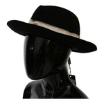 Dolce & Gabbana Black Lapin Amor Gignit Wide Brim Panama Hat HAT20055- 56