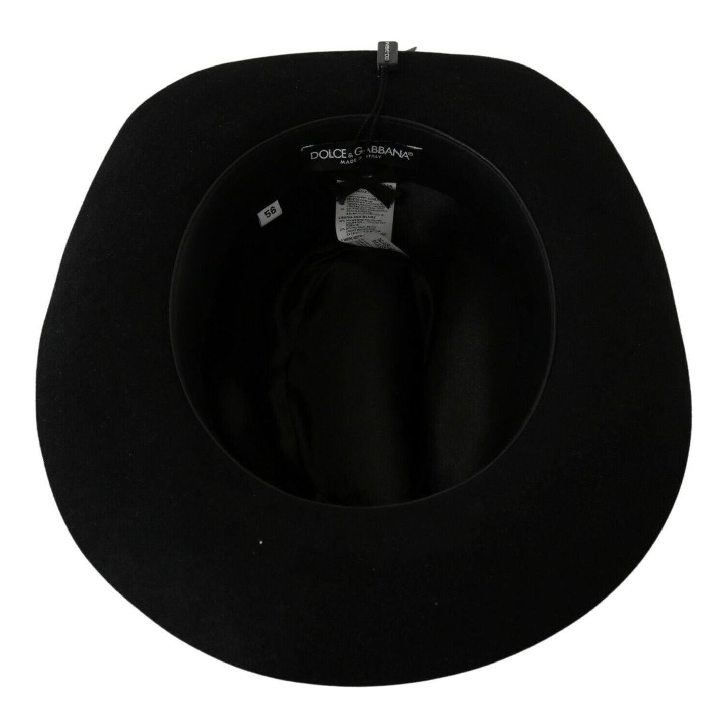 Dolce & Gabbana Black Lapin Amor Gignit Wide Brim Panama Hat HAT20055- 56