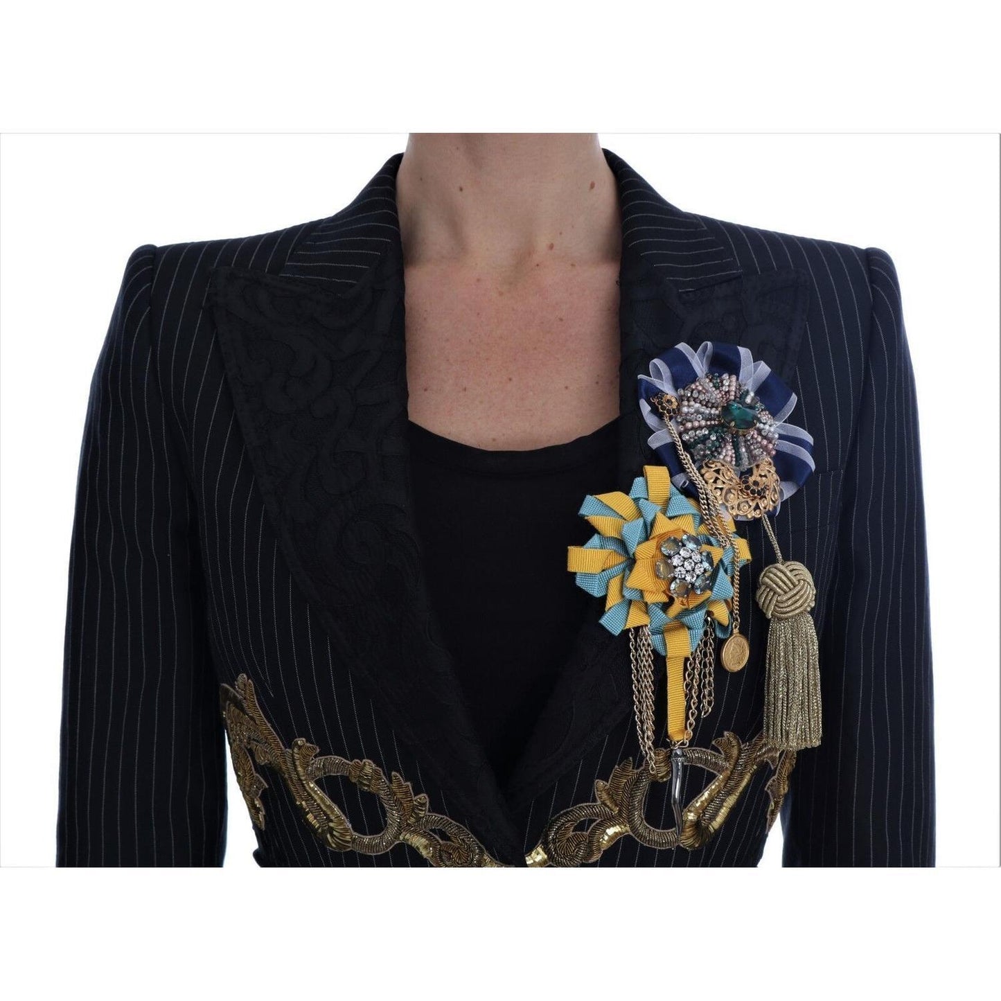 Dolce & Gabbana Black Crystal Fairy Tale Blazer Jacket JKT1118- 46