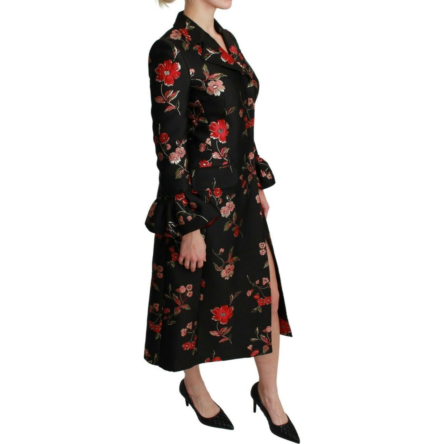 Dolce & Gabbana Black Floral Embroidered Jacket Coat JKT2626- 40