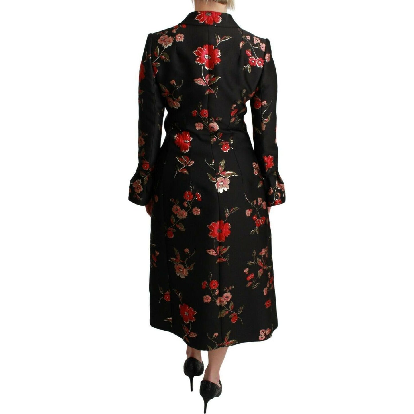 Dolce & Gabbana Black Floral Embroidered Jacket Coat JKT2626- 40