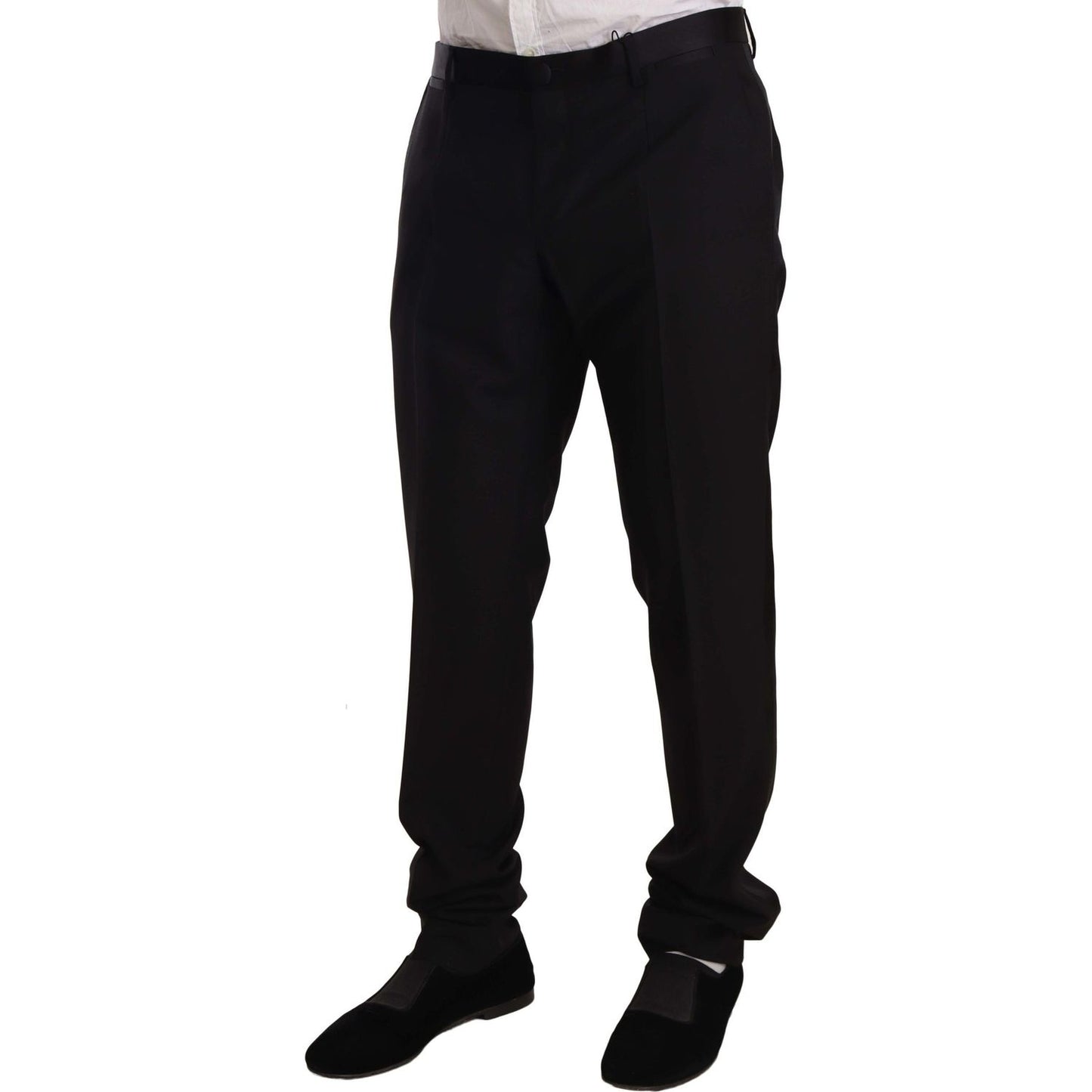 Dolce & Gabbana Black Wool Formal Tuxedo Trouser Pants MAN TROUSERS