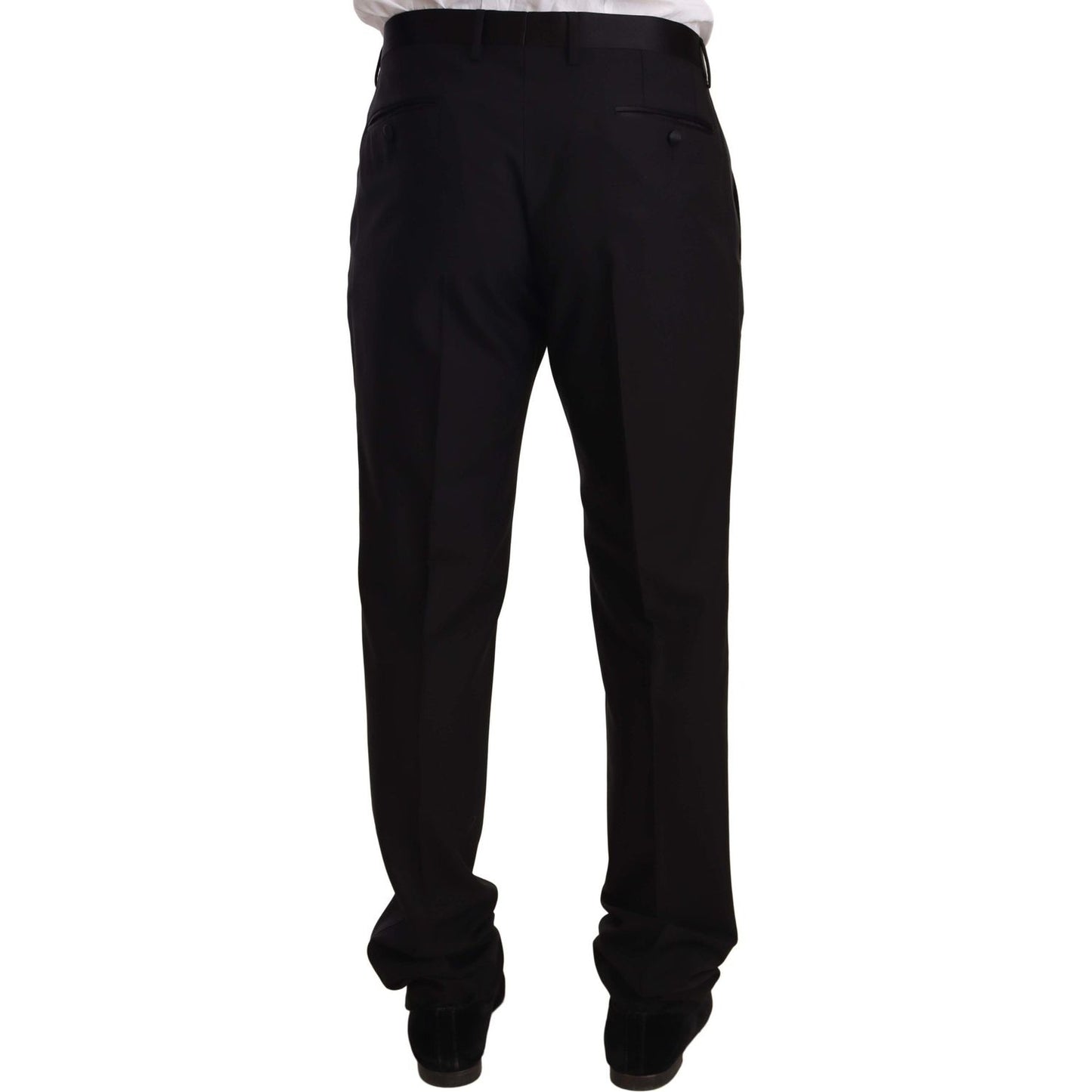 Dolce & Gabbana Black Wool Formal Tuxedo Trouser Pants MAN TROUSERS