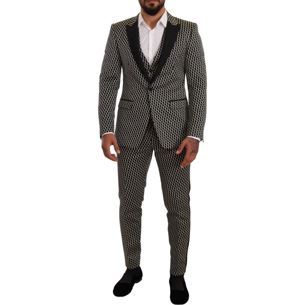 Dolce & Gabbana Black White Check 3 Piece Set MARTINI Suit KOS1856 -48