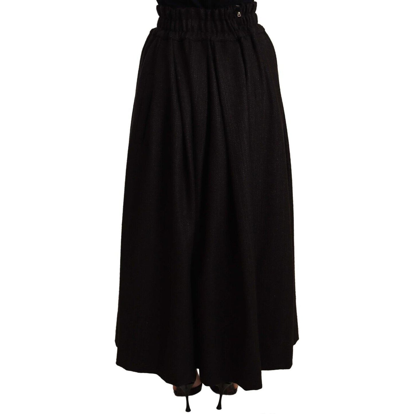 Dolce & Gabbana Black Wool High Waist Maxi PIECE Skirt PAN72106 -40
