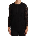 Dolce & Gabbana Black Floral Lace Nylon Blouse Top TSH6868 -36