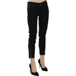 John Galliano Black Mid Waist Cropped Cut Hem Denim Casual Pants PAN70455- 24