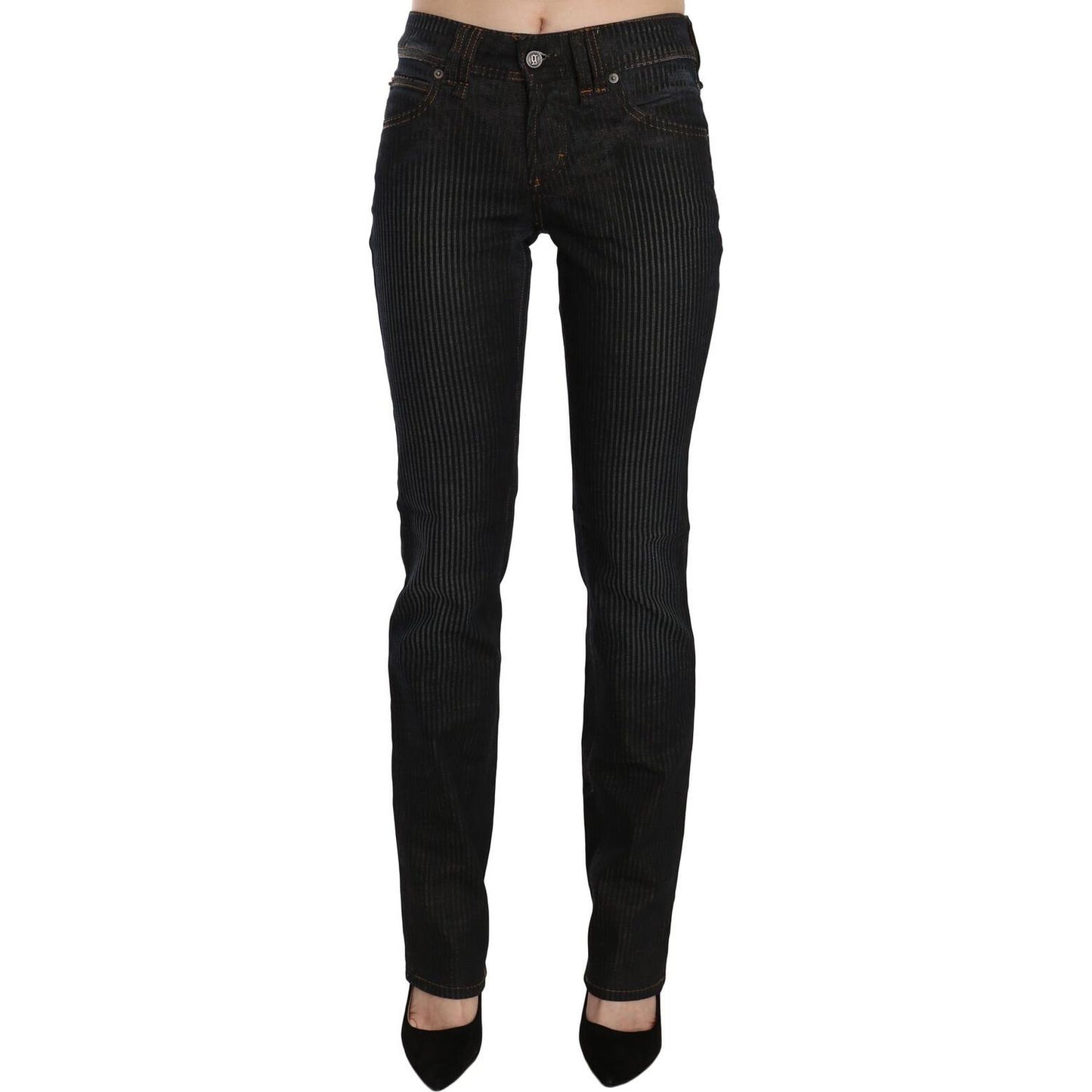 John Galliano Black Mid Waist Slim Fit Corduroy Denim Casual Pants PAN70561-24