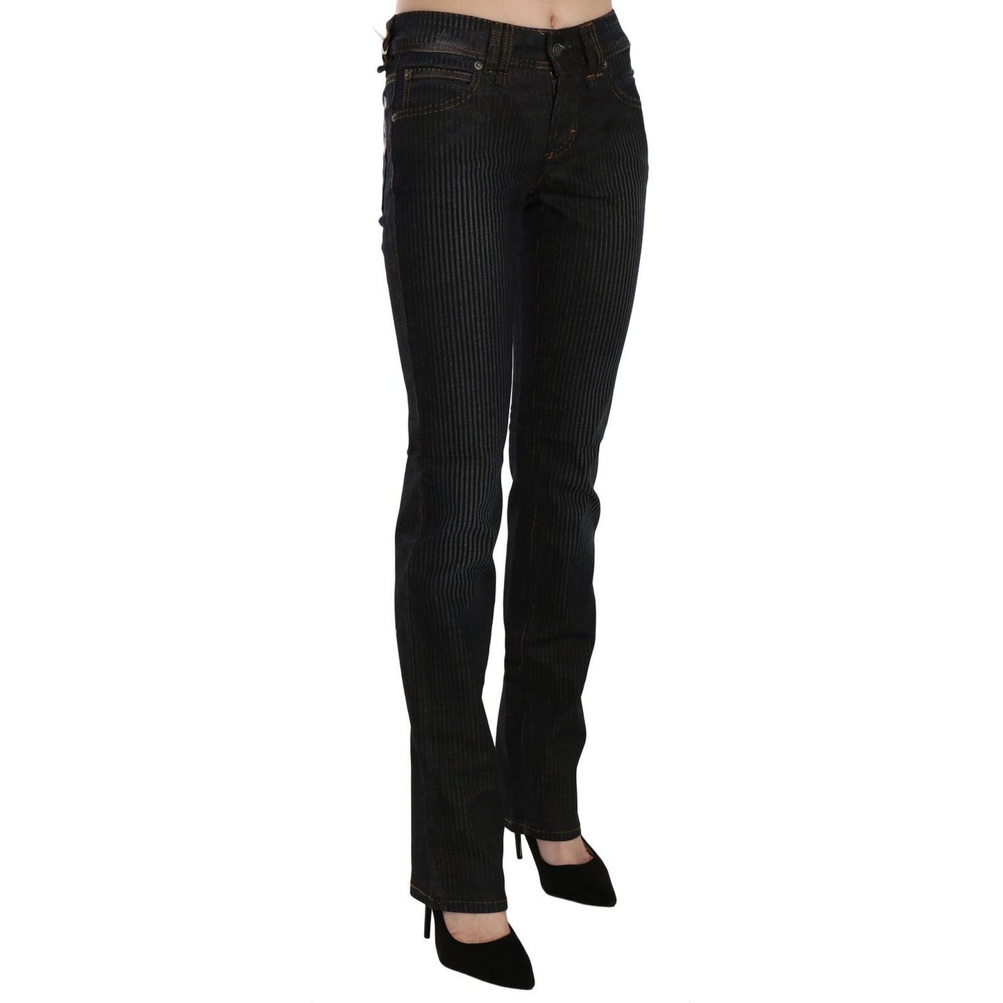 John Galliano Black Mid Waist Slim Fit Corduroy Denim Casual Pants PAN70561-24